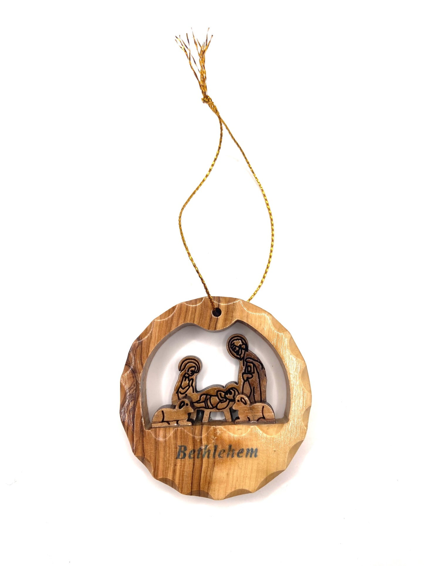 Adorno Navideño de Belén en Madera de Olivo – Hecho a Mano