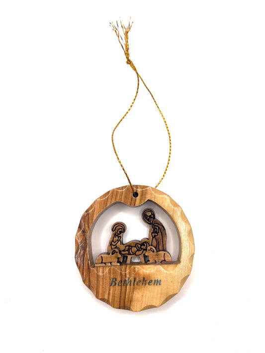 Adorno Navideño de Belén en Madera de Olivo – Hecho a Mano
